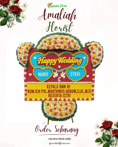 Karangan Papan Bunga Pernikahan di Layana Indah